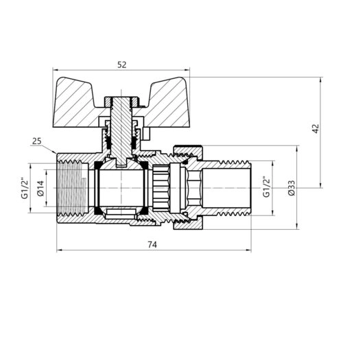 Кран шаровой "Американка" SD Plus прямой 1/2" ВЗ SD220W15 Фото - 1
