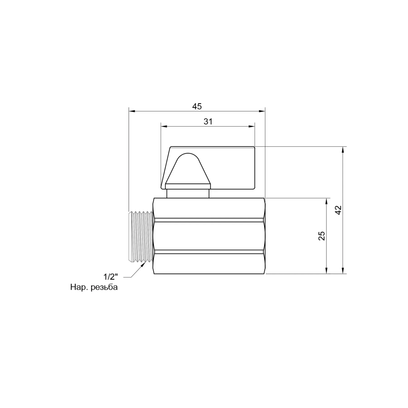 Кран шаровой SD Plus "Mini" 1/2" ВЗ SD188W15 Фото - 1