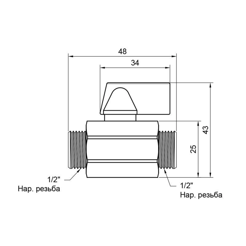 Кран кульовий SD Plus "Mini" 1/2" ЗР SD189W15 Фото - 1