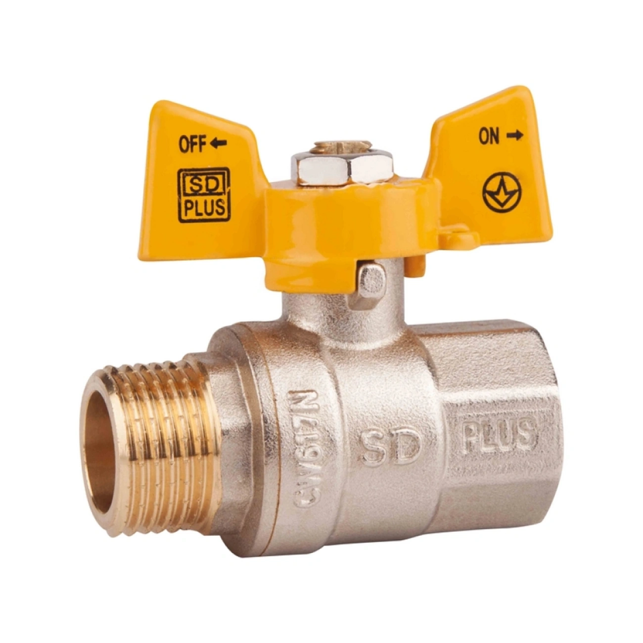 Кран шаровой SD Plus 1/2" ВЗ для газа (бабочка) SD607NG15PN40