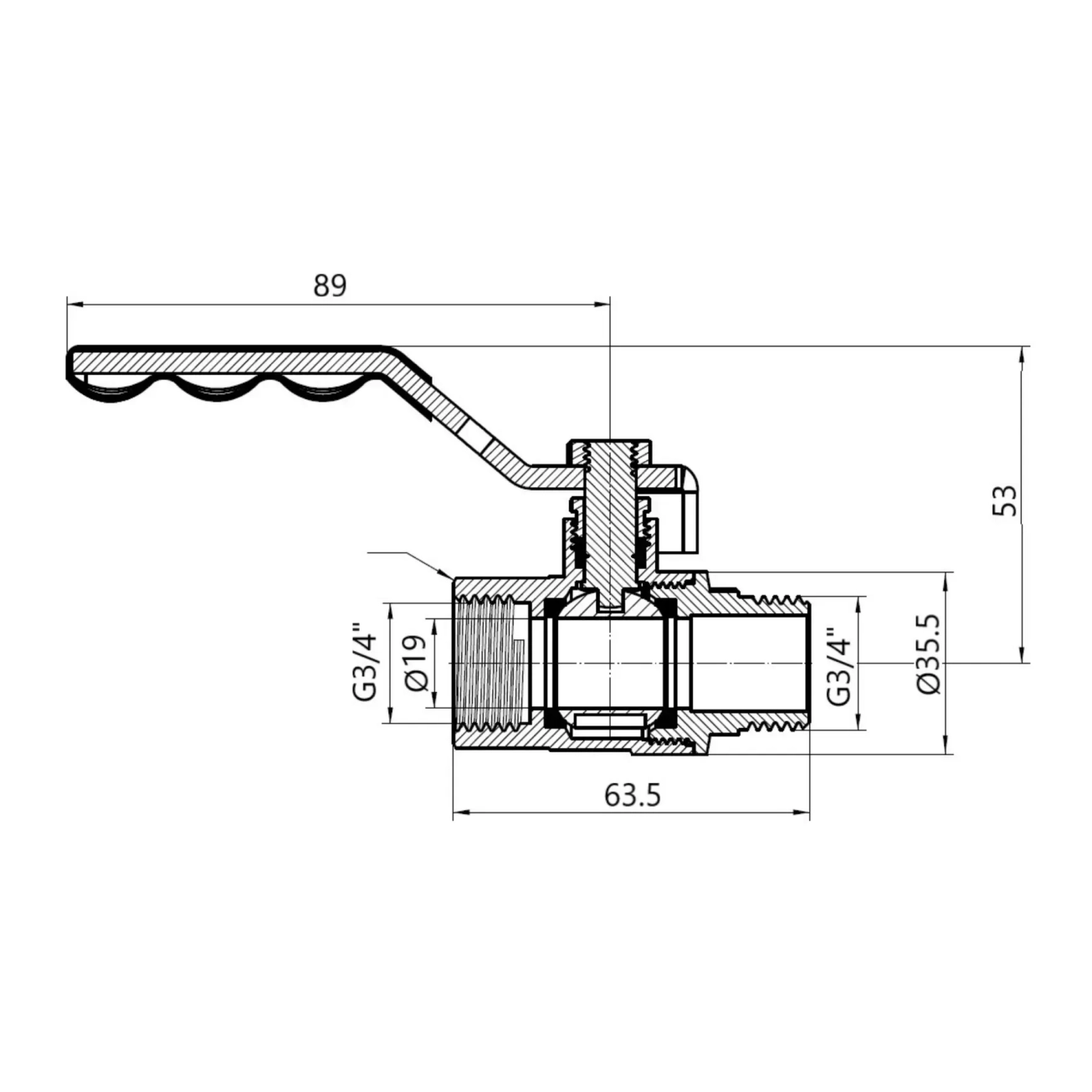 Кран шаровой SD Plus 3/4" ВЗ для газа (рычаг) SD605NG20PN40 Фото - 1