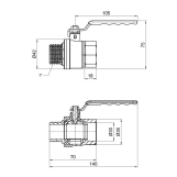 Кран кульовий SD Plus 1" ВЗ для газу (важіль) SD605NG25PN40 Фото - 1