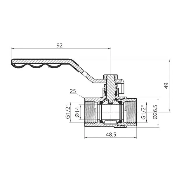 Кран кульовий SD Plus 1/2" ВР для газу (важіль) SD600NG15PN40 Фото - 1