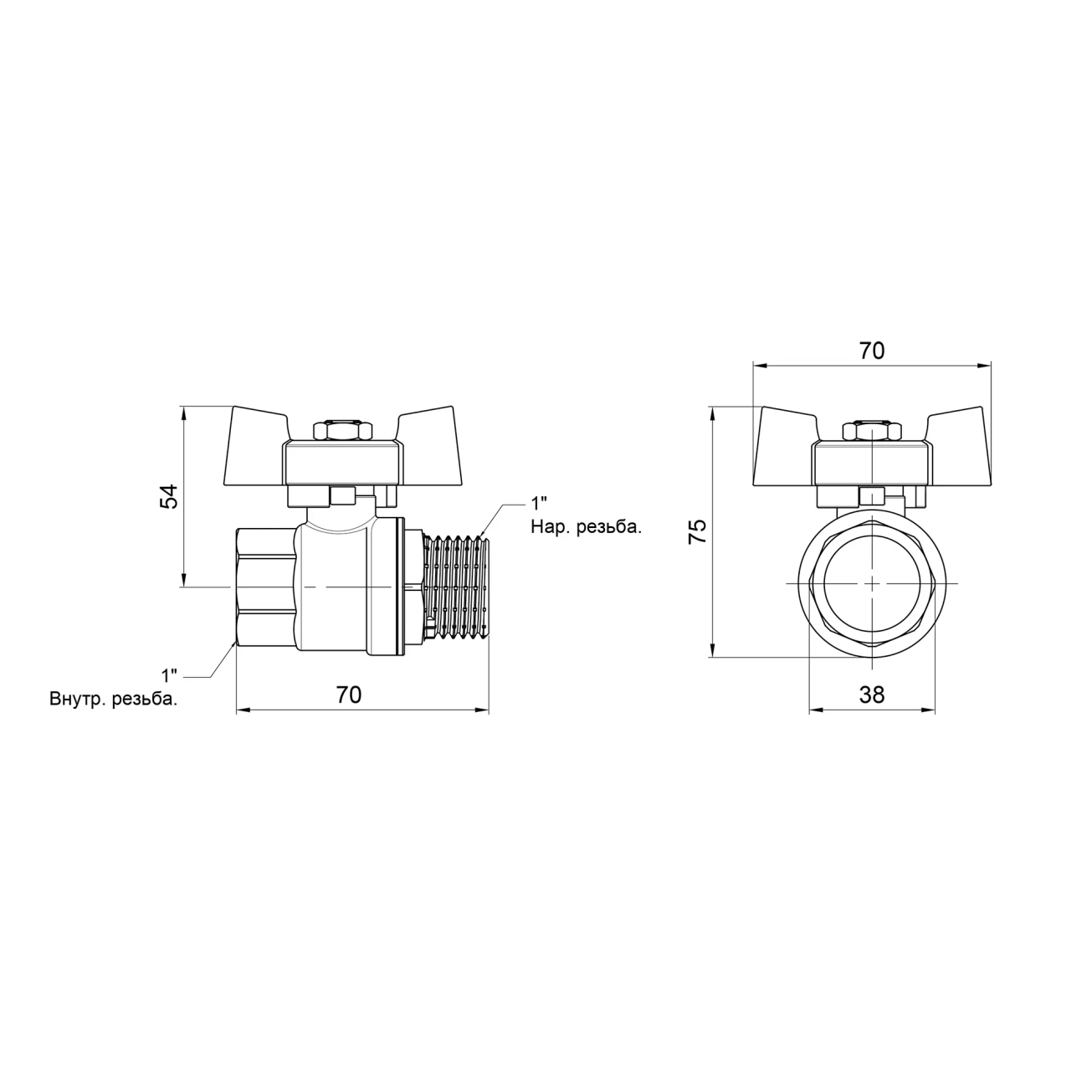 Кран кульовий SD Plus 1" ВЗ для газу (метелик) SD607NG25PN40 Фото - 1