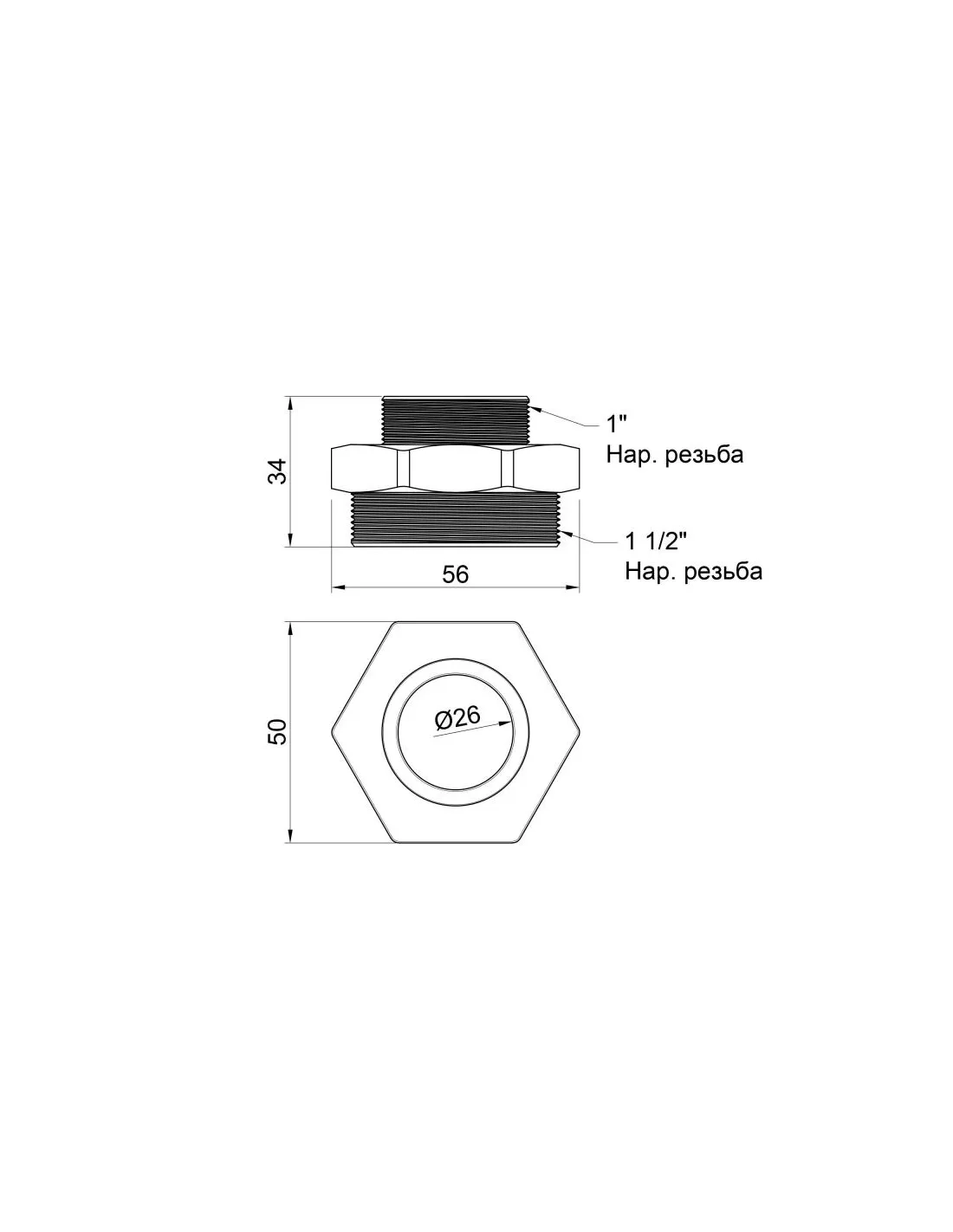 Ниппель SD Plus 1 1/2 "х1" ЗР SD4084025 Фото - 1