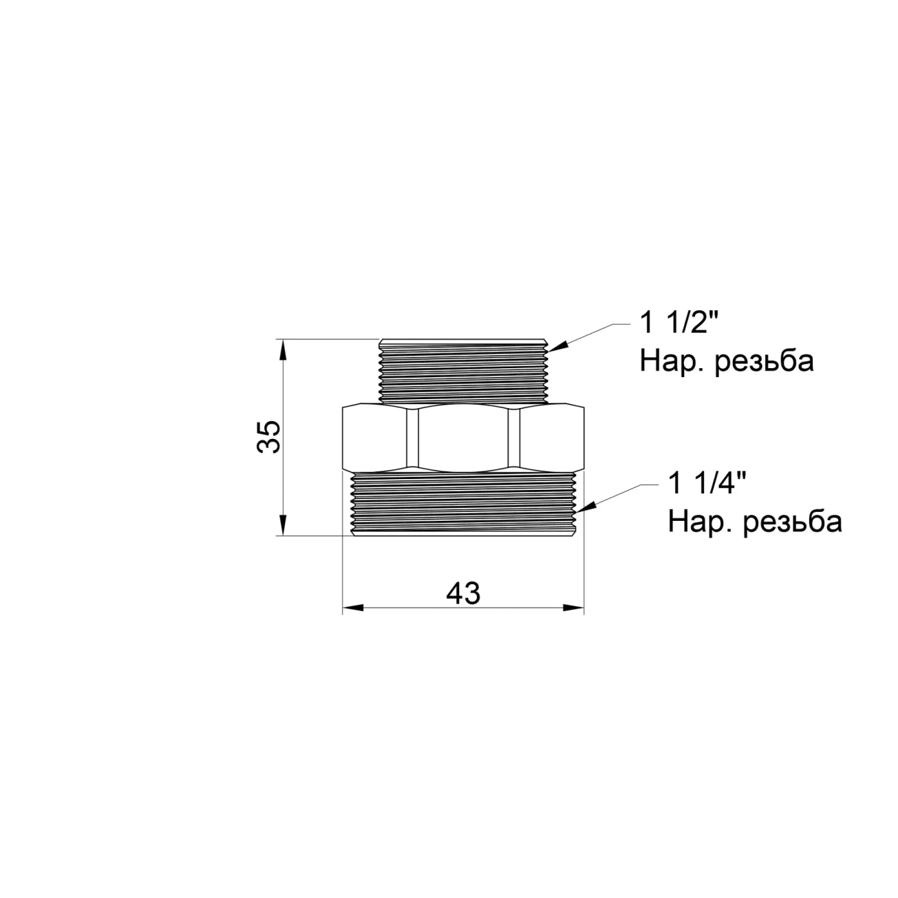 Ніпель SD Plus 1 1/2"х1 1/4" ЗР SD4084032 Фото - 1