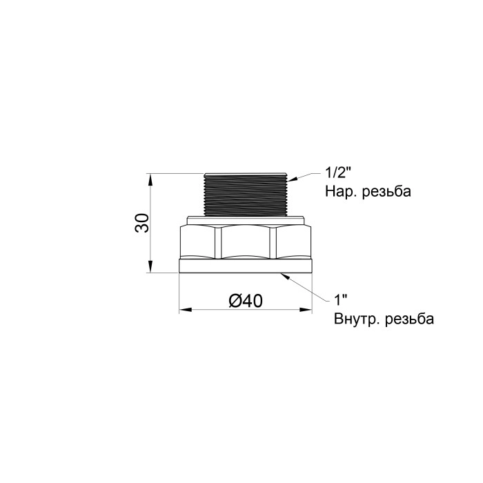 Перехід SD Plus 1"х1/2" ВЗ SD4092515 Фото - 1