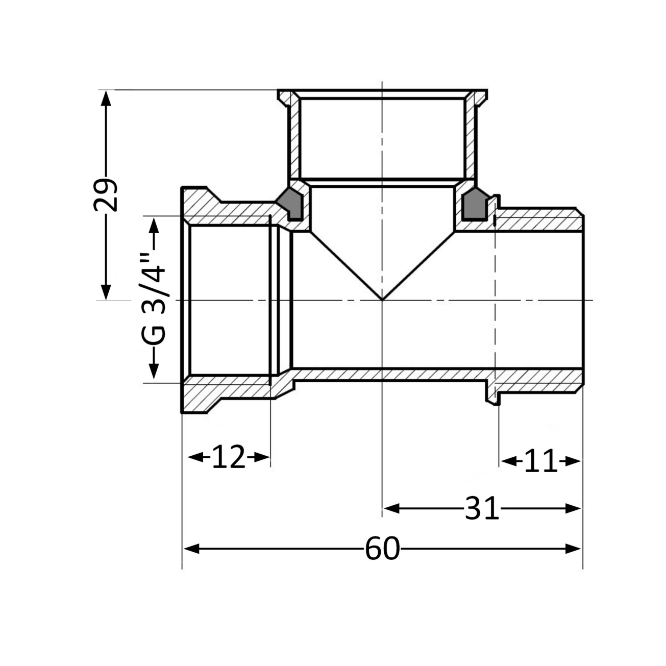 Тройник SD Plus 3/4" ВВЗ SD41320 Фото - 1