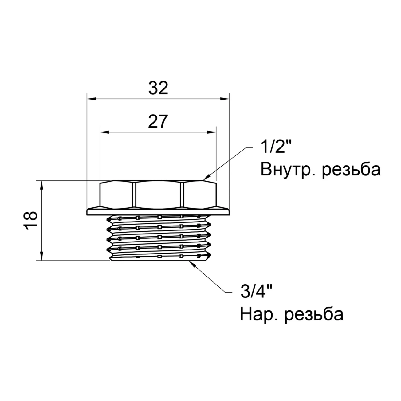 Футорка SD Plus 3/4 "х1/2" ЗВ SD4232015 Фото - 1