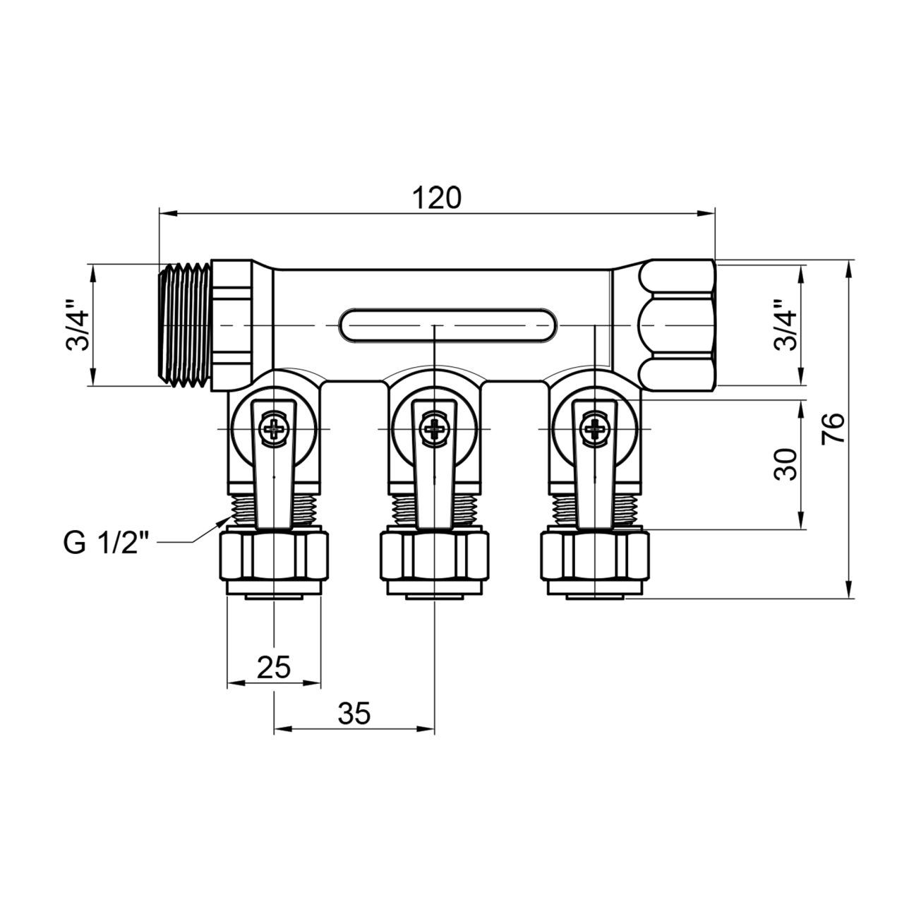 Коллектор SD Plus 3/4" 3 выхода SD231W3 Фото - 1
