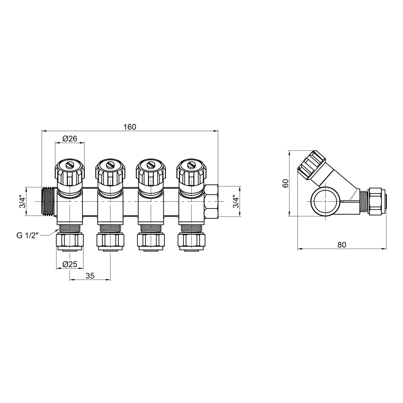 Колектор SD Plus 3/4" 4 виходи SD230W4 Фото - 1