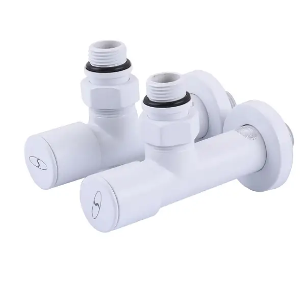Набір кран вентильний кутовий з американкою SOLOMON LUX 1/2″ WHITE 7777