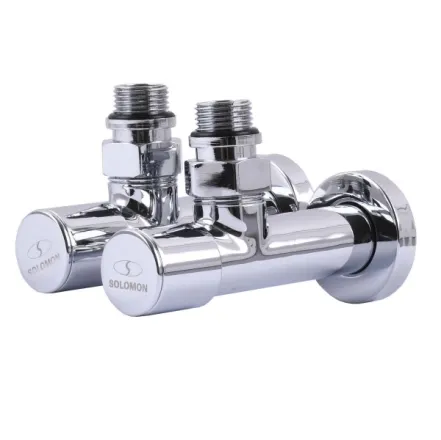 Кран вентильний кутовий з американкою SOLOMON LUX 1/2″ CHROM 7777 (2шт. комплект )