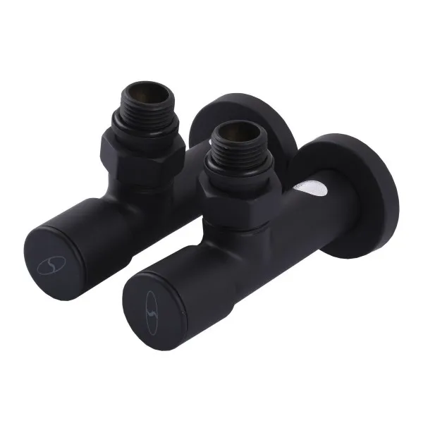 Набір кран вентильний кутовий з американкою SOLOMON LUX 1/2″  7777  (2шт.) BLACK