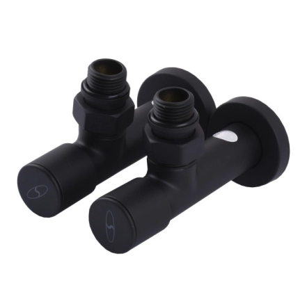 Набір кран вентильний кутовий з американкою SOLOMON LUX 1/2″  7777  (2шт.) BLACK