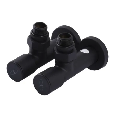Набор кран вентильный угловой с американкой SOLOMON LUX 1/2″ 7777 (2шт.) BLACK