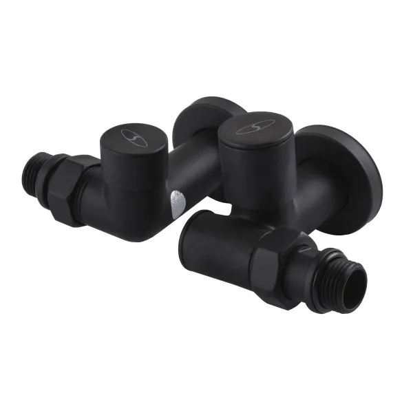 Набор кран вентильный угловой с американкой SOLOMON LUX 1/2″ 7777 TEN (2шт.) BLACK