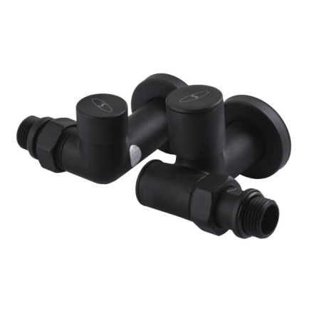Набір кран вентильний кутовий з американкою SOLOMON LUX 1/2″  7777  TEN (2шт.) BLACK