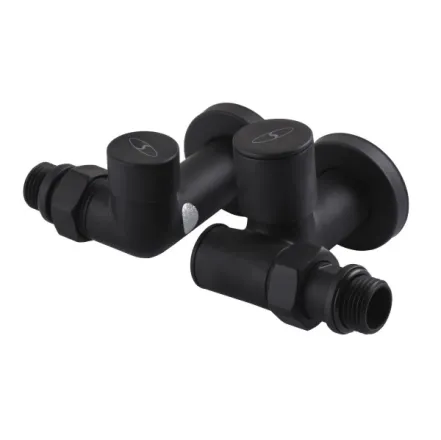 Набор кран вентильный угловой с американкой SOLOMON LUX 1/2″ 7777 TEN (2шт.) BLACK