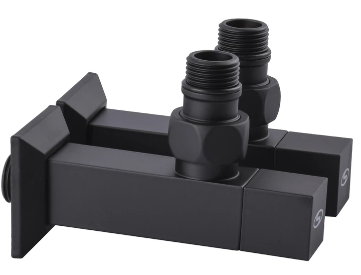 Набор кран полуоборотный угловой с американкой SOLOMON LUX 1/2″ CUBE BLACK 8888