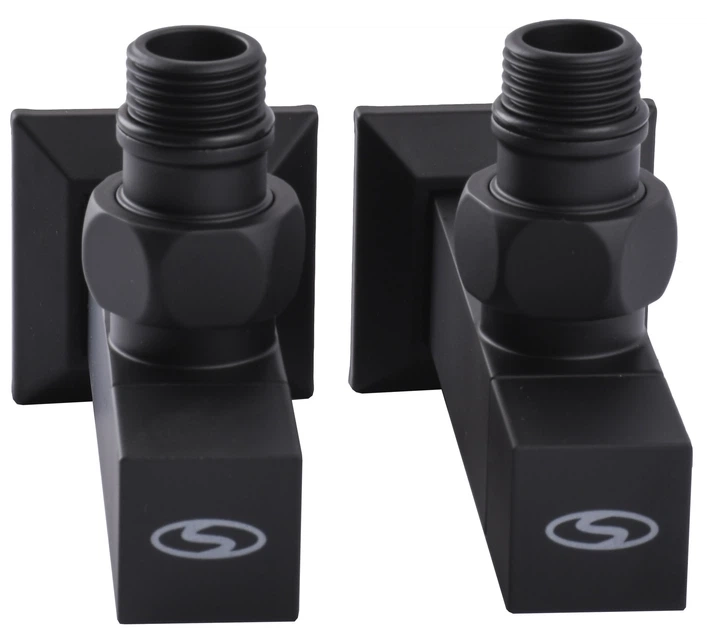 Набор кран полуоборотный угловой с американкой SOLOMON LUX 1/2″ CUBE BLACK 8888 Фото - 1