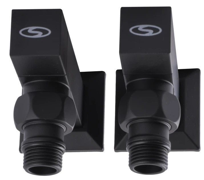 Набор кран полуоборотный угловой с американкой SOLOMON LUX 1/2″ CUBE BLACK 8888 Фото - 2