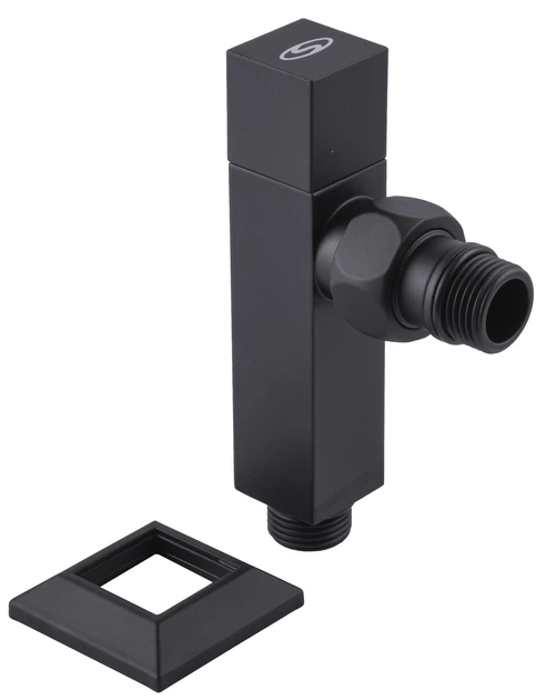 Набор кран полуоборотный угловой с американкой SOLOMON LUX 1/2″ CUBE BLACK 8888 Фото - 5