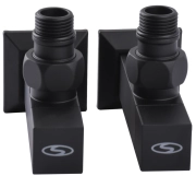 Набор кран полуоборотный угловой с американкой SOLOMON LUX 1/2″ CUBE BLACK 8888 Фото - 1
