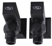 Набор кран полуоборотный угловой с американкой SOLOMON LUX 1/2″ CUBE BLACK 8888 Фото - 2