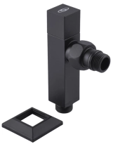 Набор кран полуоборотный угловой с американкой SOLOMON LUX 1/2″ CUBE BLACK 8888 Фото - 5