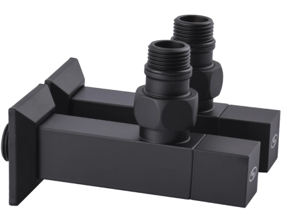 Набір кран напівобертовий кутовий з американкою SOLOMON LUX 1/2″ CUBE BLACK 8888