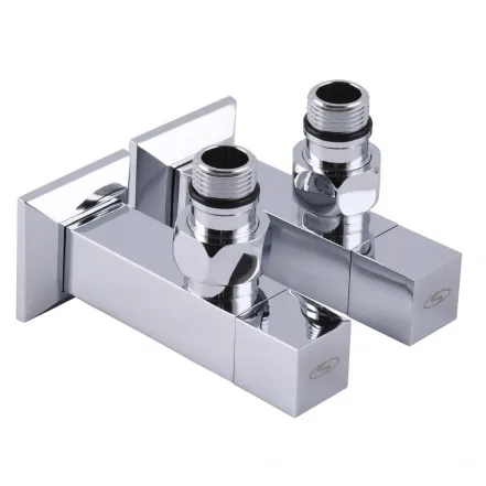 Набор кран полуоборотный угловой с американкой SOLOMON LUX 1/2″ CUBE CHROM 8888