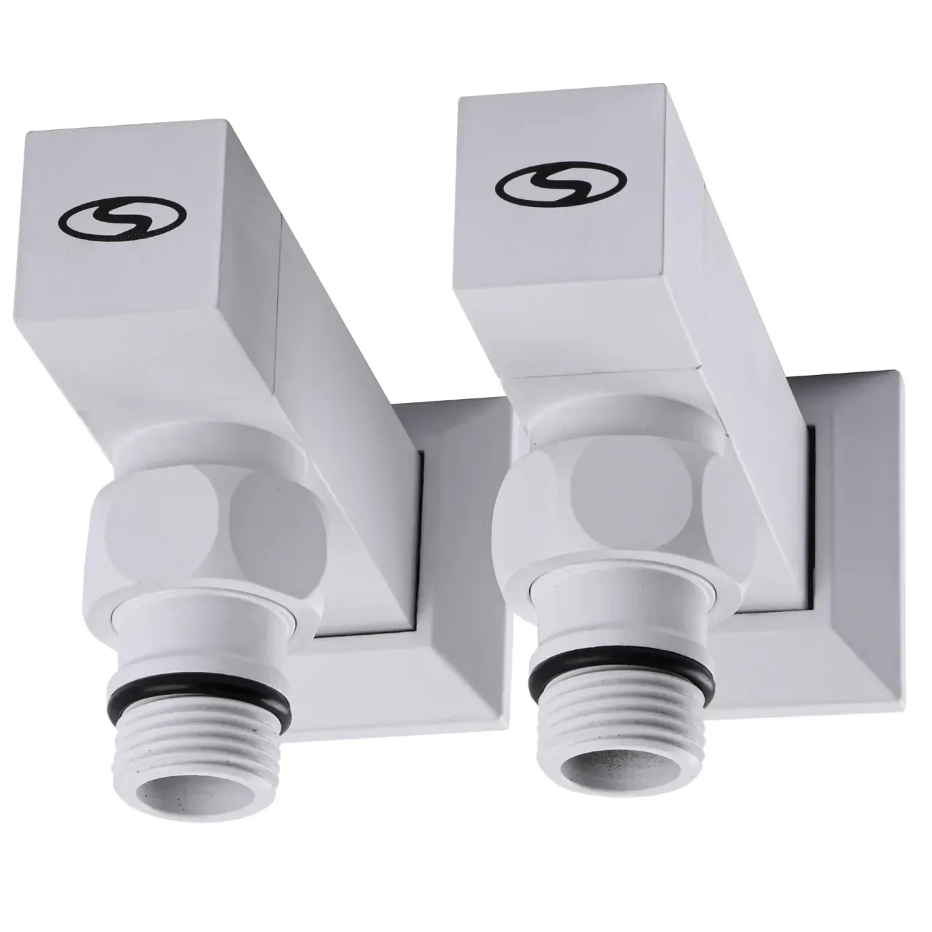 Набор кран полуоборотный угловой с американкой SOLOMON LUX 1/2″ CUBE WHITE 8888 (1уп) Фото - 4