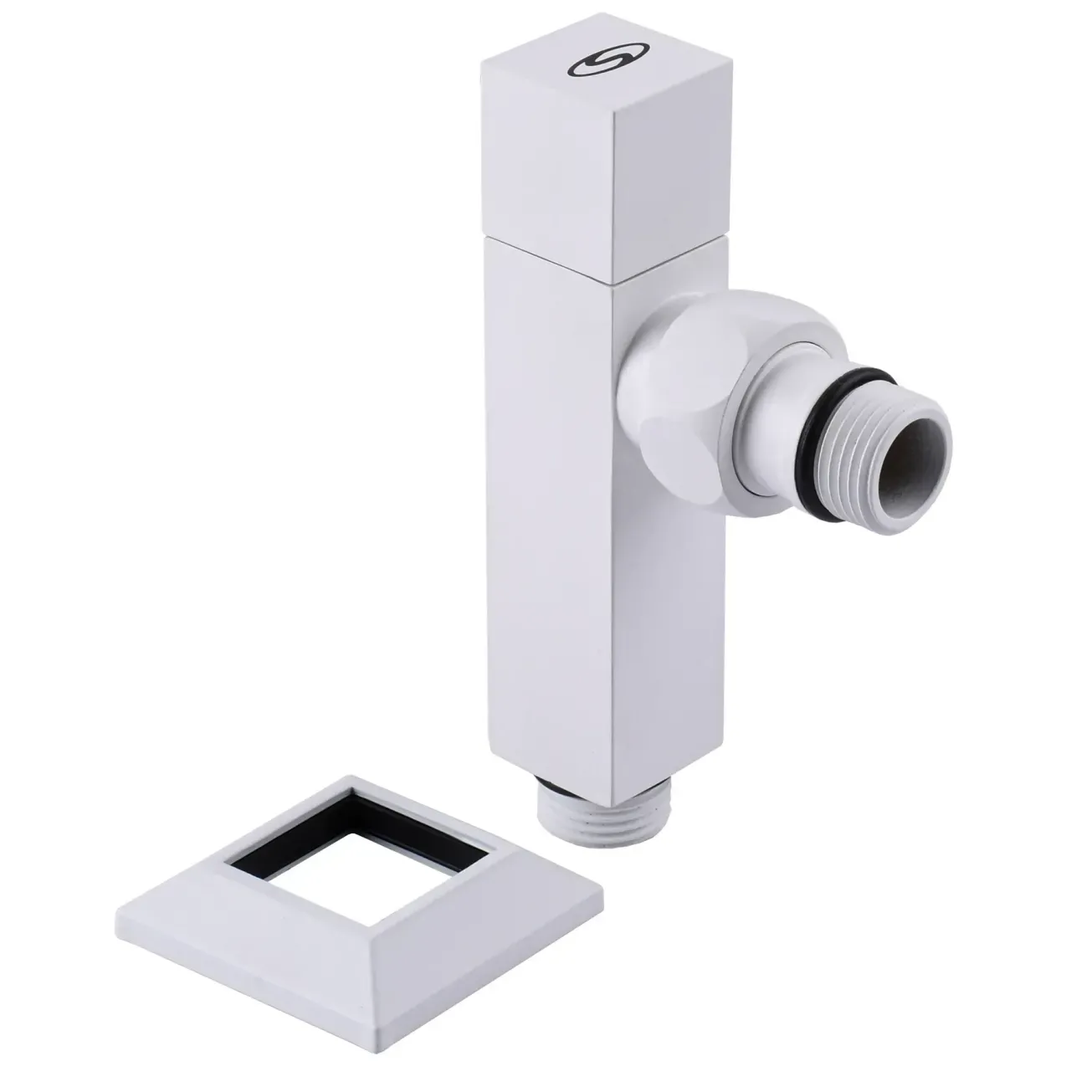 Набор кран полуоборотный угловой с американкой SOLOMON LUX 1/2″ CUBE WHITE 8888 (1уп) Фото - 7