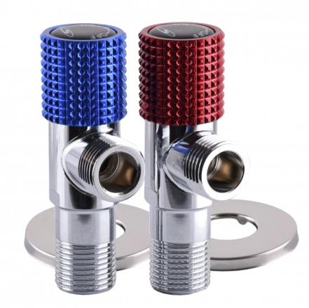 Набір кранів кутових кераміка SOLOMON EXCLUSIVE 1/2″X1/2″ 9889 RED/BLUE