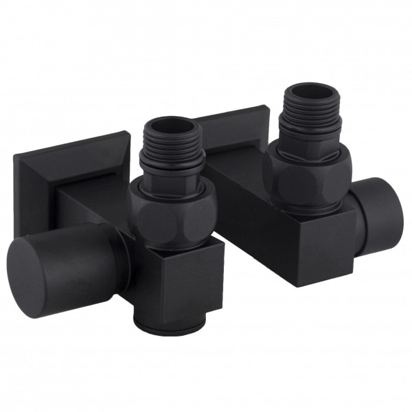 Набір кран вентильний кутовий з американкою SOLOMON LUX 1/2″CUBE BLACK 8888_ТЕН 