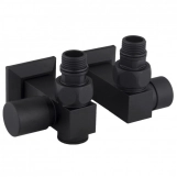 Набір кран вентильний кутовий з американкою SOLOMON LUX 1/2″CUBE BLACK 8888_ТЕН 