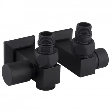 Набор кран вентильный угловой с американкой SOLOMON LUX 1/2″CUBE BLACK 8888_ТЭН
