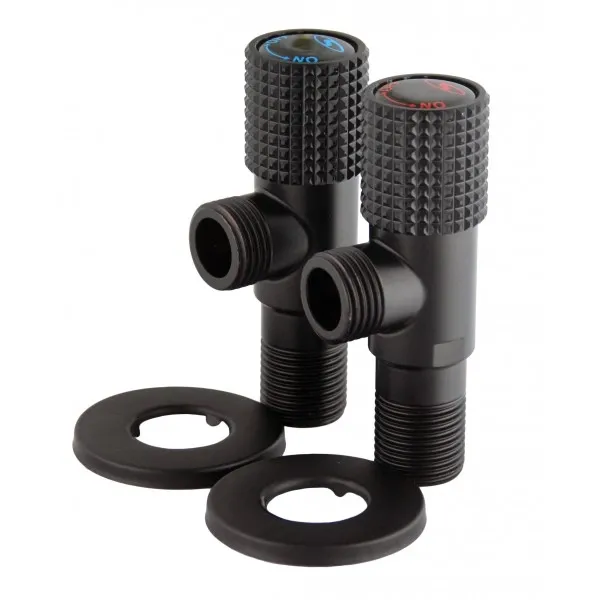 Набор кранов угловых керамика SOLOMON EXCLUSIVE 1/2″X1/2″ 9889 BB (BLACK/BLACK) (комплект2шт.) (комплект2шт.)