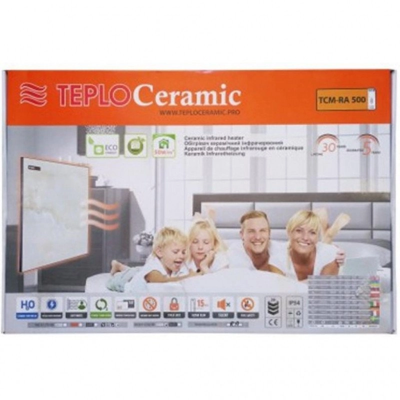 Керамічна електронагрівальна панель Teploceramic з терморегулятором (TCM-RA500WHITE) Фото - 5