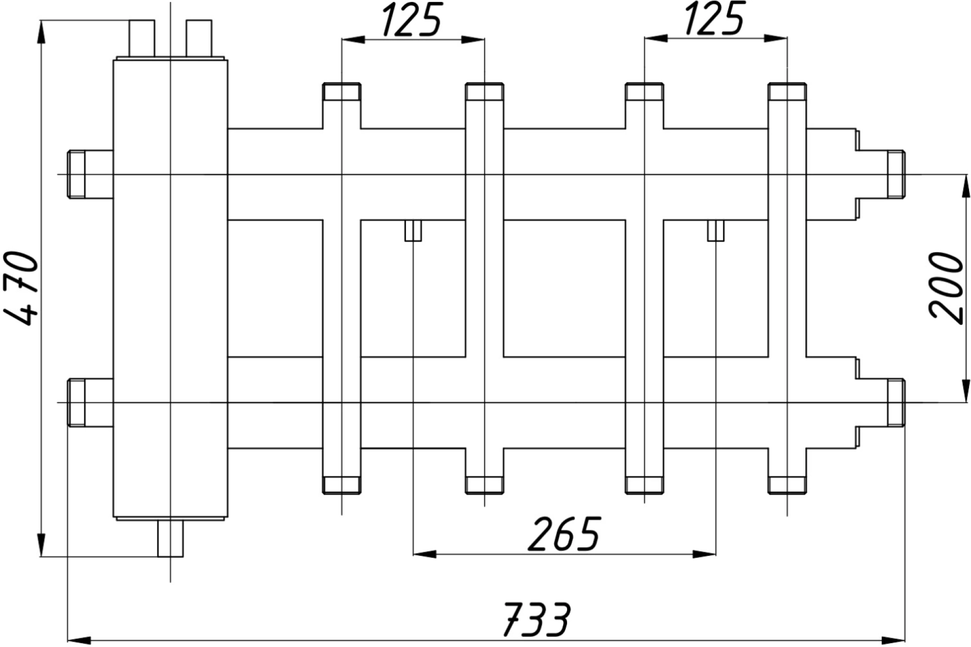 Колектор опалення Termojet КГС42ВН.125(200) 4+1 вгору+вниз (84040282) Фото - 2