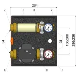 Насосная группа Termojet НГ-67 (200) без смесителя в кожухе без насоса, под насос базой 130мм, Dn25 (84130670) Фото - 1