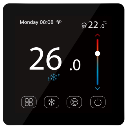 Кімнатний сенсорний термостат з WiFi управлінням Tervix Pro Line WiFi TouchScreen Thermostat (котел), чорний (114350)