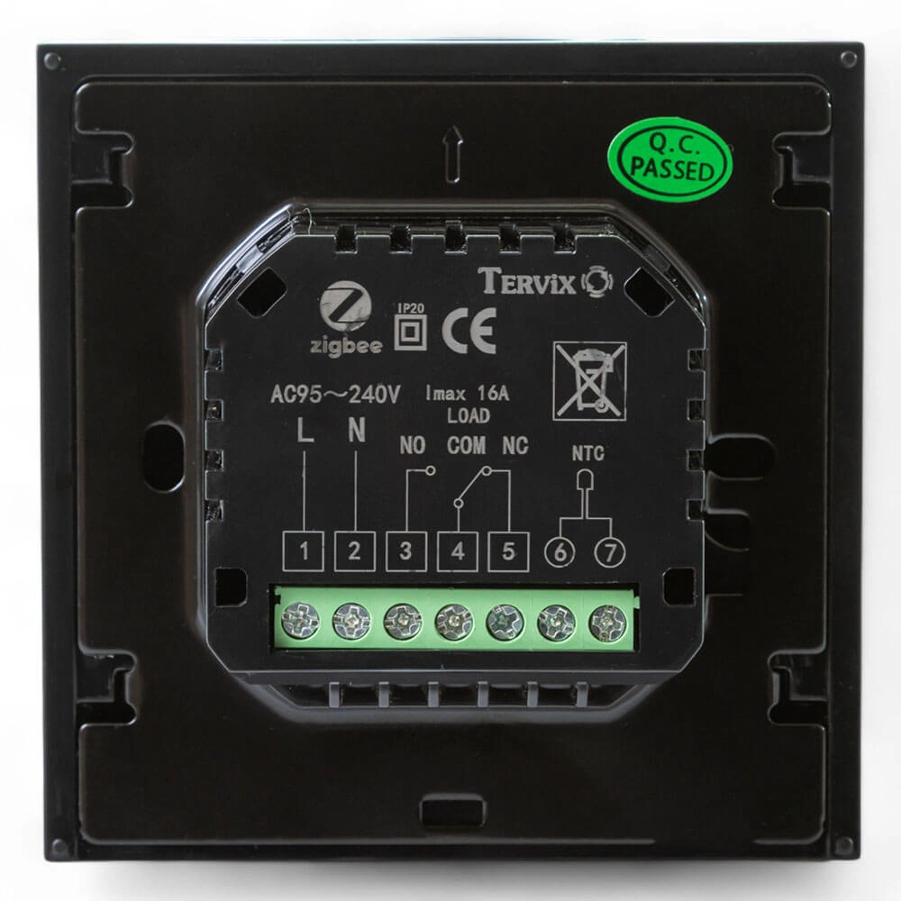 Термостат з ZigBee управлінням Tervix Pro Line для водяної/електричної теплої підлоги, чорний (117140) Фото - 3