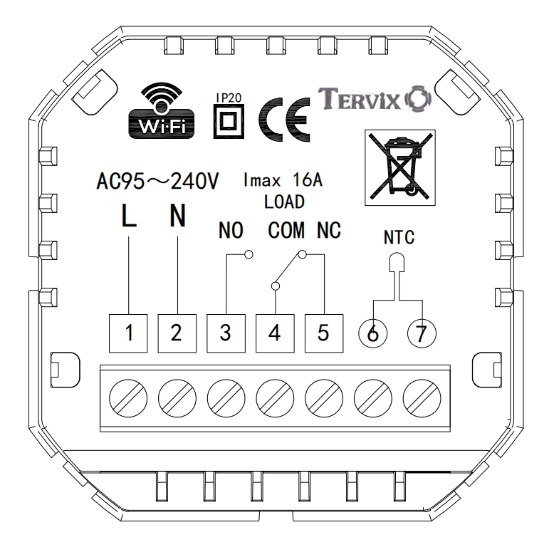 Термостат з ZigBee управлінням Tervix Pro Line для газового/електричного котла, чорний (117330) Фото - 1