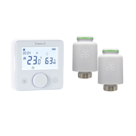 Беспроводной комплект: комнатный термостат TZR Tervix Pro Line ZigBee+RF и радиаторный привод VR Tervix Pro Line RF (1+2) (119733)