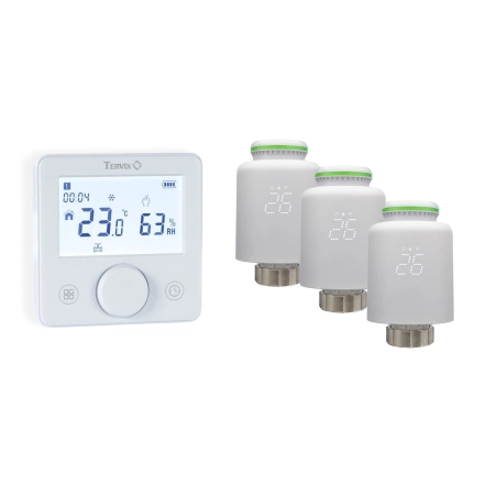 Беспроводной комплект: комнатный термостат TZR Tervix Pro Line ZigBee+RF и радиаторный привод VR Tervix Pro Line RF (1+3) (119734)