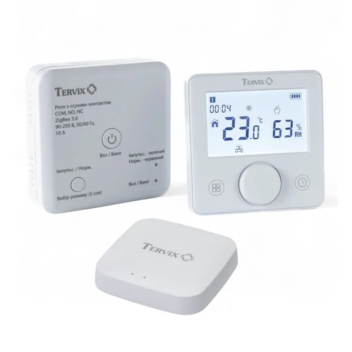 Комплект беспроводного управл. отоплением ZigBee: термостат беспроводной + реле (сухой контакт) + ZigBee контроллер (493062)