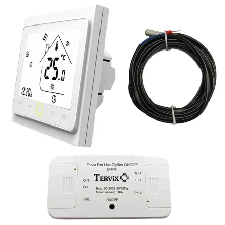 Комплект беспроводного управления отоплением ZigBee: термостат встроек. + реле On/Off (220В) (495121)