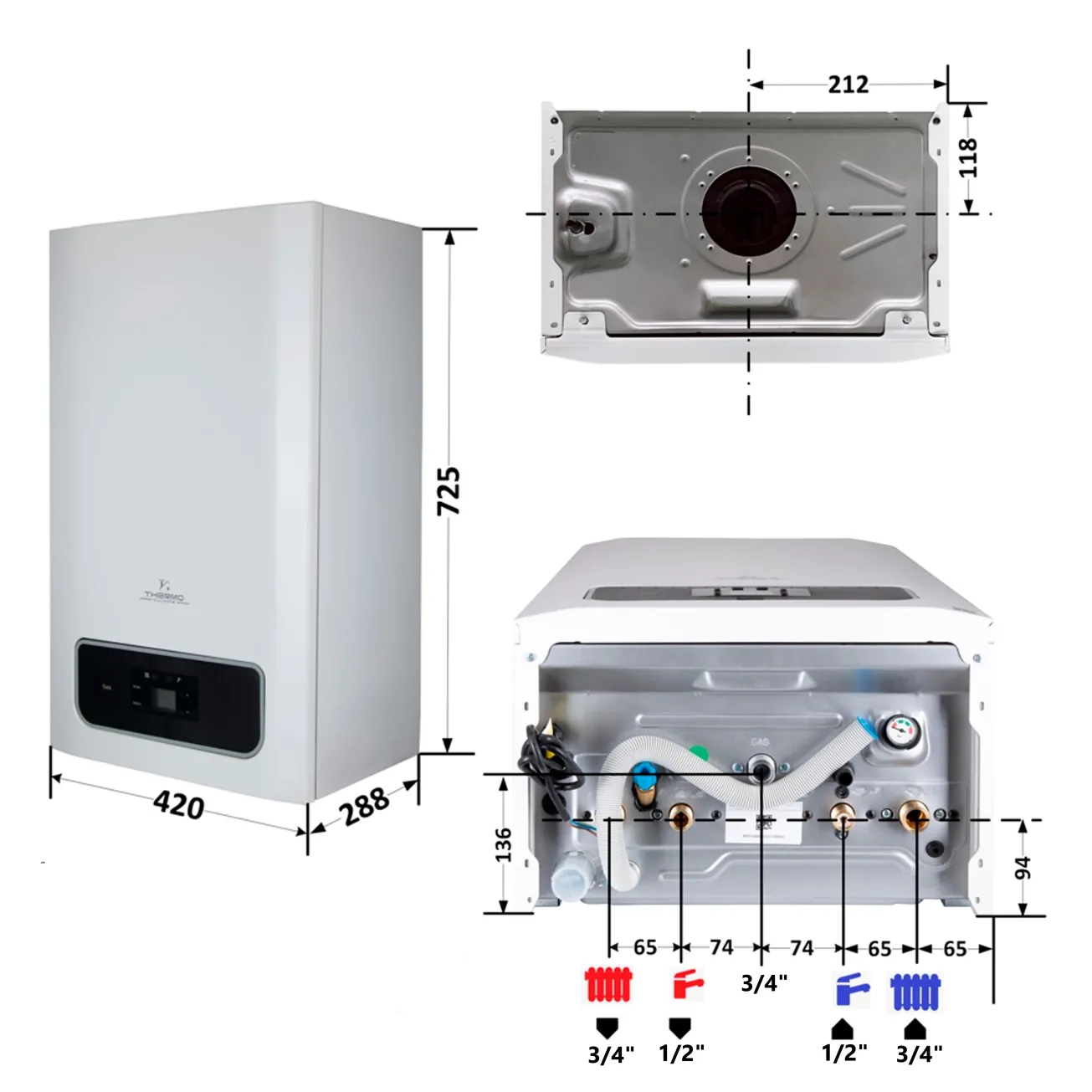Котел газовий Thermo Alliance EWA 24 кВт двухконтурний, конденсаційний Фото - 1